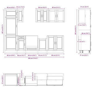 vidaXL 8-Piece Kitchen Cabinet Set Brown Oak Look Engineered Wood
