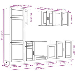 vidaXL 8-Piece Kitchen Cabinet Set Brown Oak Look Engineered Wood
