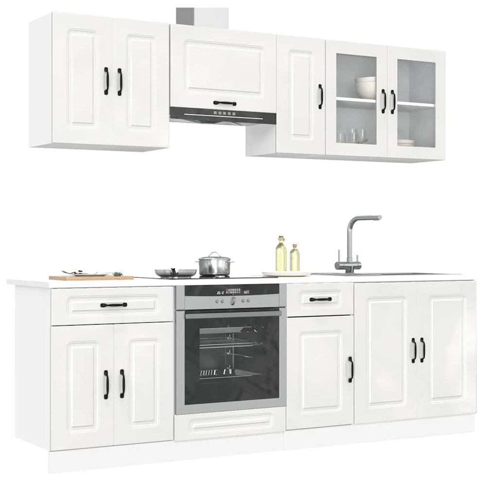 vidaXL 8-piece Kitchen Cabinet Set Kalmar High Gloss White Engineered Wood