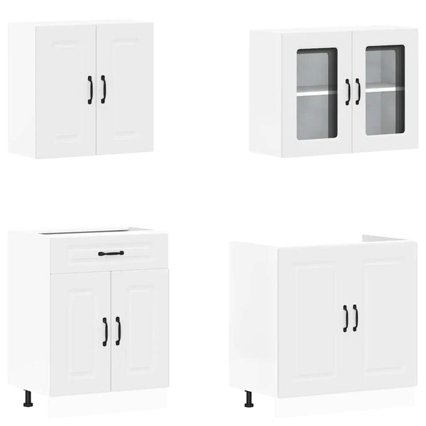 vidaXL 4-Piece Kitchen Cabinet Set Kalmar White Engineered Wood