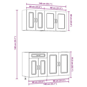 vidaXL 4-Piece Kitchen Cabinet Set Kalmar White Engineered Wood