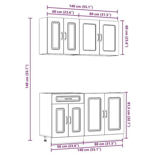 vidaXL 4-Piece Kitchen Cabinet Set Kalmar White Engineered Wood