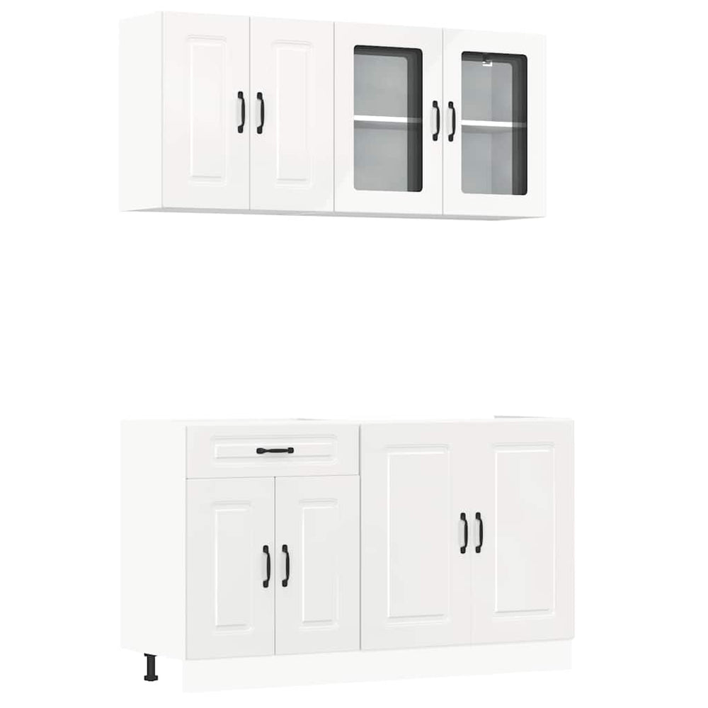 vidaXL 4-Piece Kitchen Cabinet Set Kalmar High Gloss White Engineered Wood