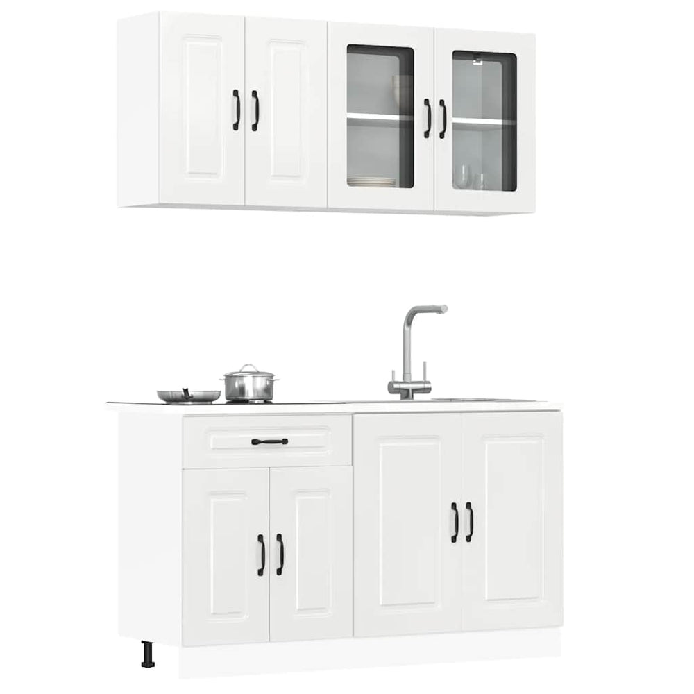 vidaXL 4-Piece Kitchen Cabinet Set Kalmar High Gloss White Engineered Wood