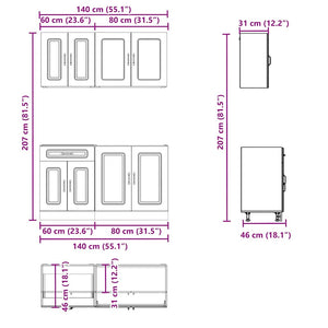 vidaXL 4-Piece Kitchen Cabinet Set Kalmar Sonoma Oak Engineered Wood