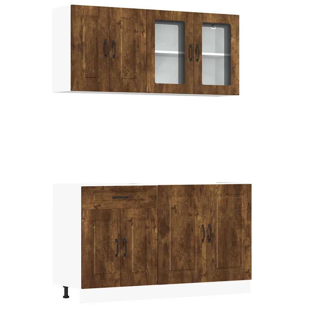vidaXL 4-Piece Kitchen Cabinet Set Kalmar Smoked Oak Engineered Wood