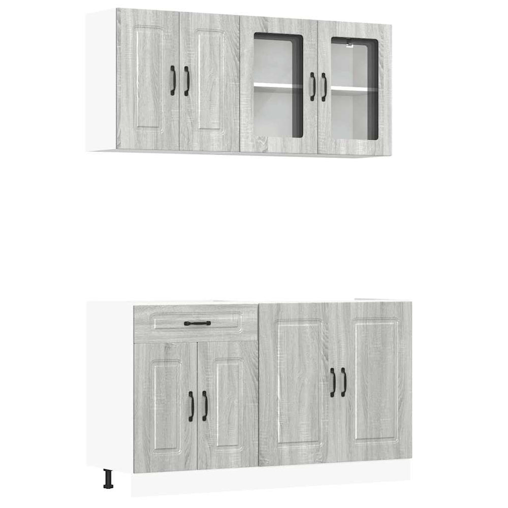 vidaXL 4-Piece Kitchen Cabinet Set Kalmar Gray Sonoma Engineered Wood