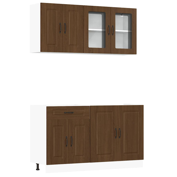 vidaXL 4-Piece Kitchen Cabinet Set Kalmar Brown Oak Look Engineered Wood