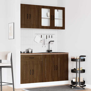 vidaXL 4-Piece Kitchen Cabinet Set Kalmar Brown Oak Look Engineered Wood