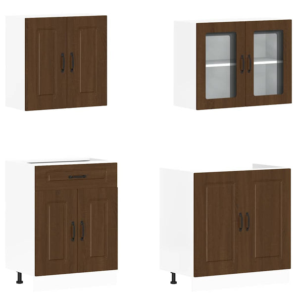vidaXL 4-Piece Kitchen Cabinet Set Kalmar Brown Oak Look Engineered Wood