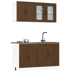 vidaXL 4-Piece Kitchen Cabinet Set Kalmar Brown Oak Look Engineered Wood