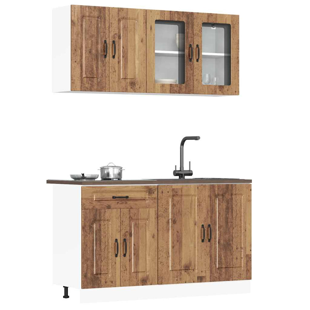 vidaXL 4-Piece Kitchen Cabinet Set Kalmar Reclaimed Wood Look Engineered Wood