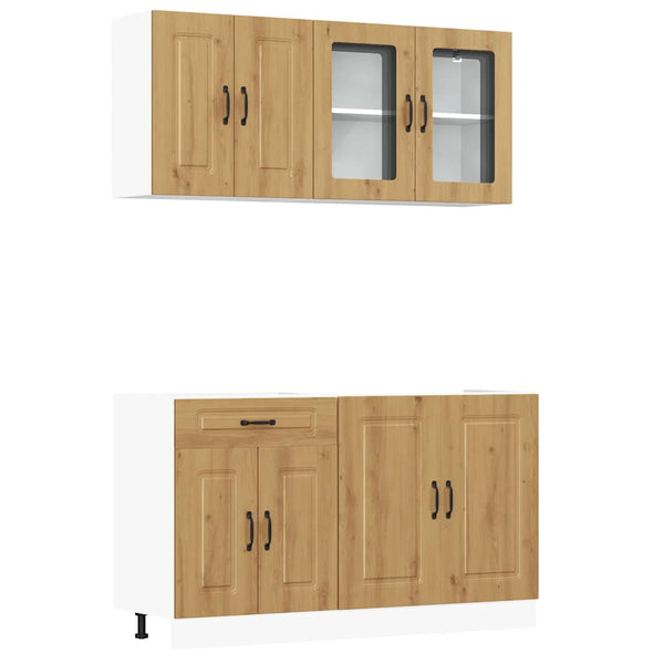 vidaXL 4-Piece Kitchen Cabinet Set Kalmar Artisan Oak Engineered Wood
