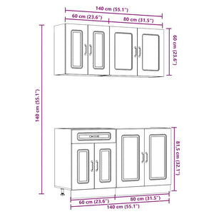 vidaXL 4-Piece Kitchen Cabinet Set Kalmar Artisan Oak Engineered Wood