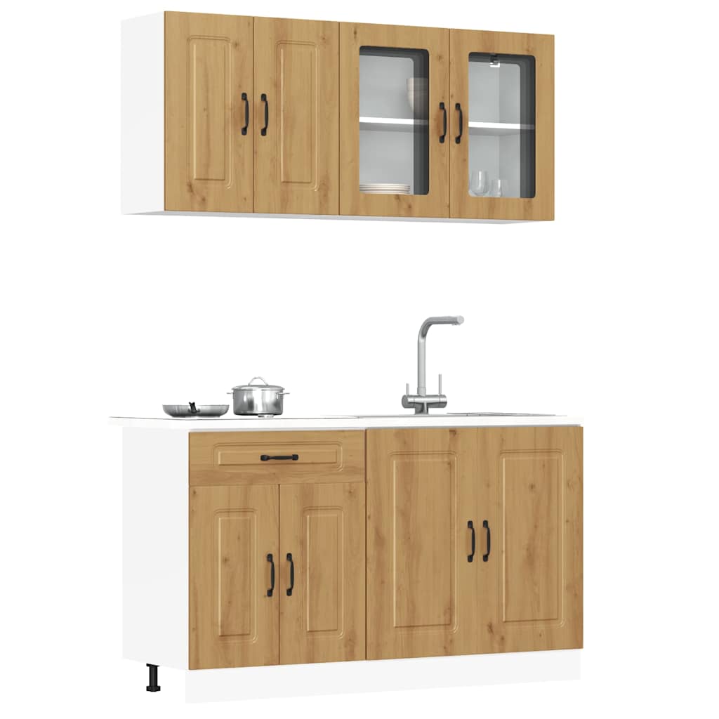 vidaXL 4-Piece Kitchen Cabinet Set Kalmar Artisan Oak Engineered Wood