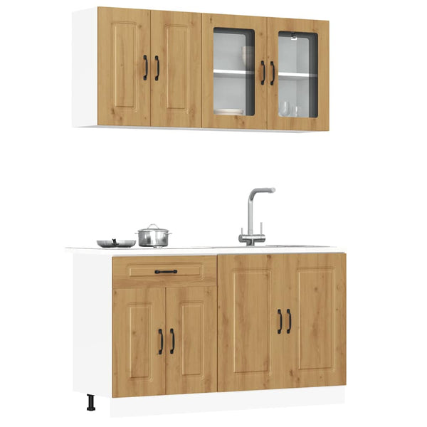 vidaXL 4-Piece Kitchen Cabinet Set Kalmar Artisan Oak Engineered Wood
