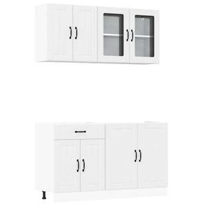 vidaXL 4-Piece Kitchen Cabinet Set Lucca White Engineered Wood