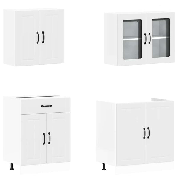 vidaXL 4-Piece Kitchen Cabinet Set Lucca White Engineered Wood