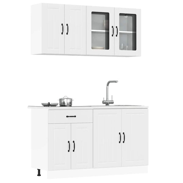 vidaXL 4-Piece Kitchen Cabinet Set Lucca White Engineered Wood