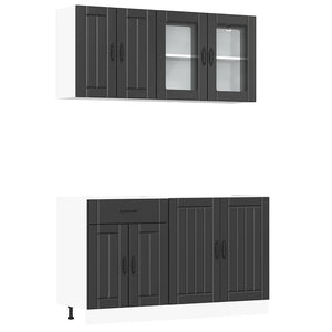 vidaXL 4-Piece Kitchen Cabinet Set Lucca Black Engineered Wood
