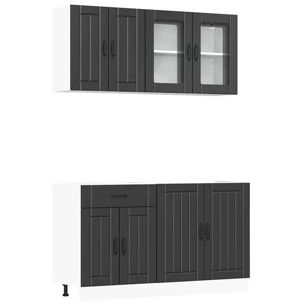 vidaXL 4-Piece Kitchen Cabinet Set Lucca Black Engineered Wood