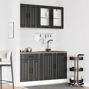 vidaXL 4-Piece Kitchen Cabinet Set Lucca Black Engineered Wood