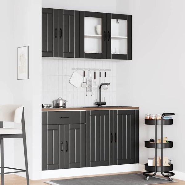 vidaXL 4-Piece Kitchen Cabinet Set Lucca Black Engineered Wood