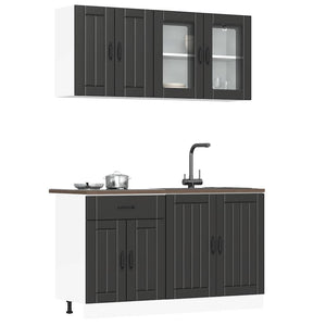 vidaXL 4-Piece Kitchen Cabinet Set Lucca Black Engineered Wood
