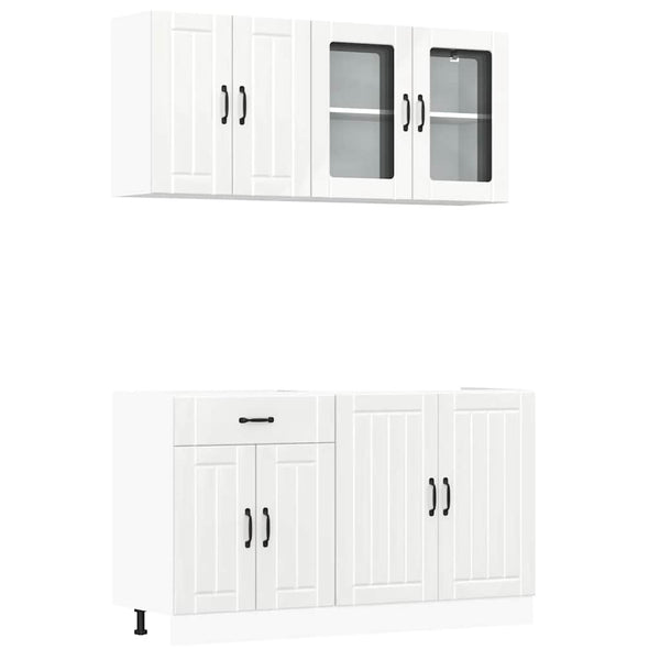 vidaXL 4-Piece Kitchen Cabinet Set Lucca High Gloss White Engineered Wood