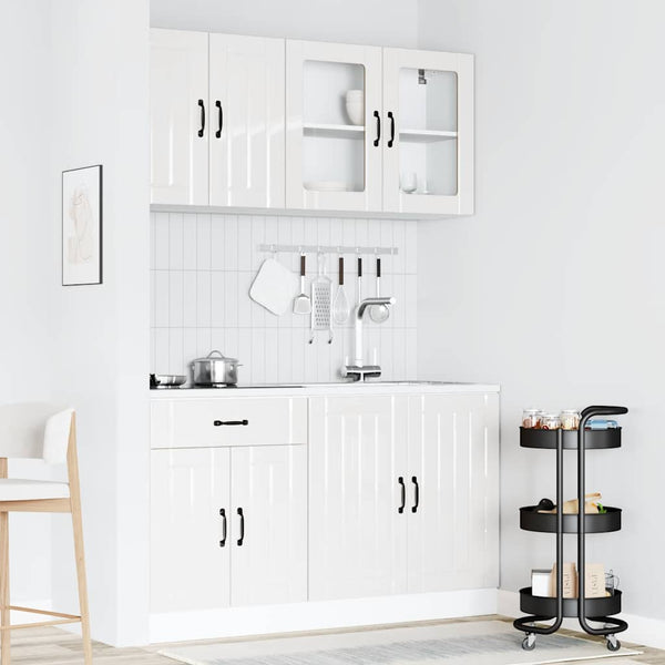 vidaXL 4-Piece Kitchen Cabinet Set Lucca High Gloss White Engineered Wood