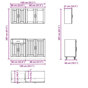 vidaXL 4-Piece Kitchen Cabinet Set Lucca Sonoma Oak Engineered Wood