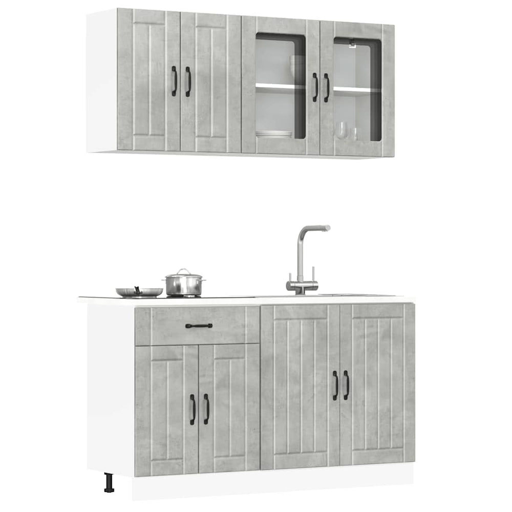 vidaXL 4-Piece Kitchen Cabinet Set Lucca Concrete Grey Engineered Wood