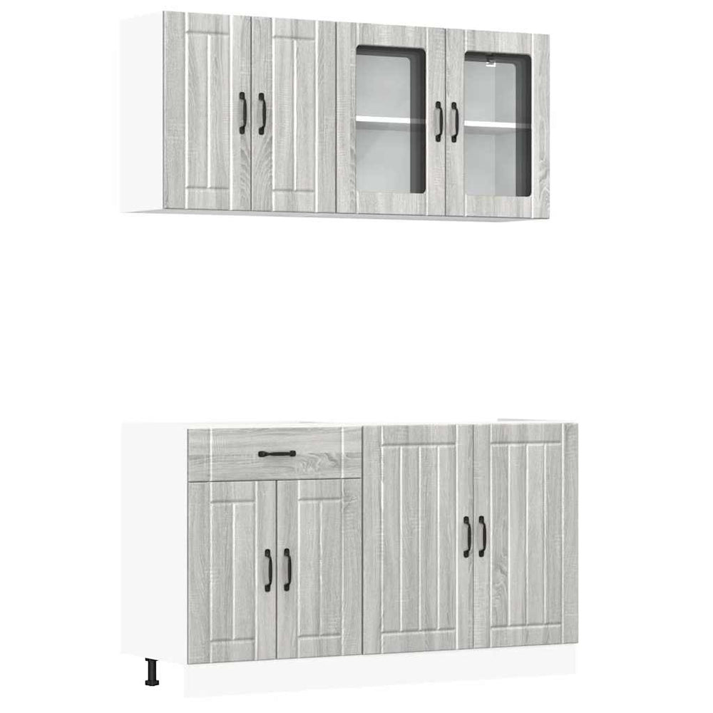 vidaXL 4-Piece Kitchen Cabinet Set Lucca Grey Sonoma Engineered Wood