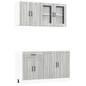 vidaXL 4-Piece Kitchen Cabinet Set Lucca Grey Sonoma Engineered Wood