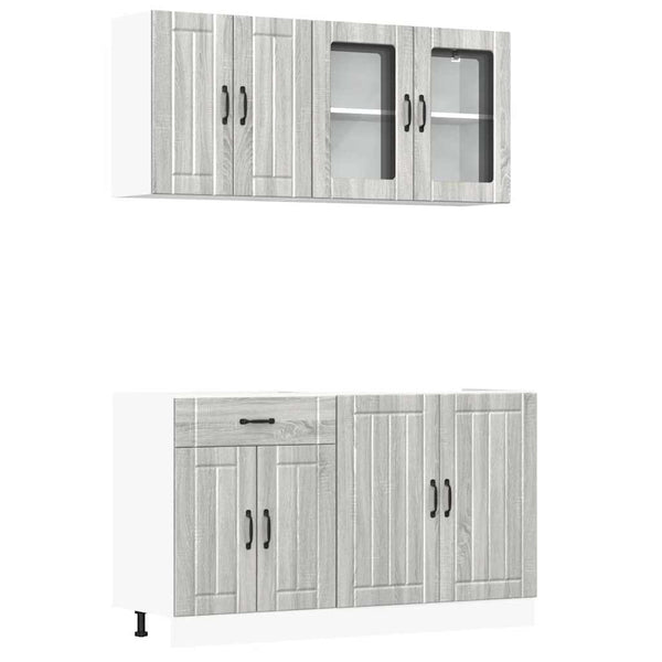 vidaXL 4-Piece Kitchen Cabinet Set Lucca Grey Sonoma Engineered Wood