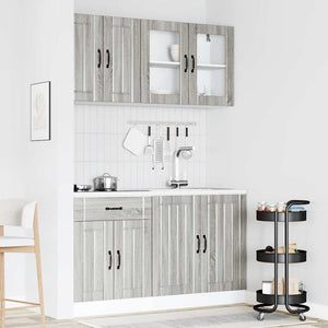 vidaXL 4-Piece Kitchen Cabinet Set Lucca Grey Sonoma Engineered Wood