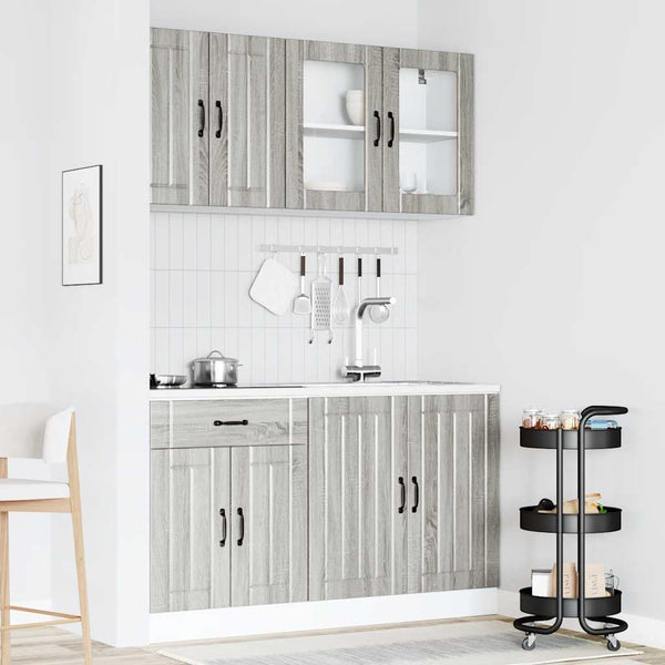 vidaXL 4-Piece Kitchen Cabinet Set Lucca Grey Sonoma Engineered Wood