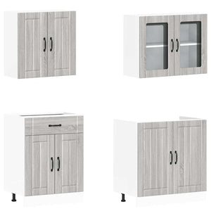 vidaXL 4-Piece Kitchen Cabinet Set Lucca Grey Sonoma Engineered Wood