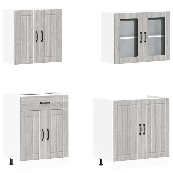 vidaXL 4-Piece Kitchen Cabinet Set Lucca Grey Sonoma Engineered Wood