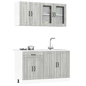 vidaXL 4-Piece Kitchen Cabinet Set Lucca Grey Sonoma Engineered Wood