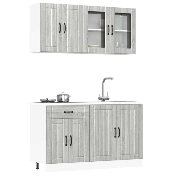 vidaXL 4-Piece Kitchen Cabinet Set Lucca Grey Sonoma Engineered Wood