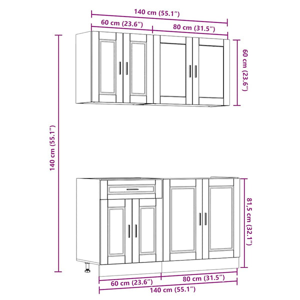 vidaXL 4-Piece Kitchen Cabinet Set Porto White Engineered Wood
