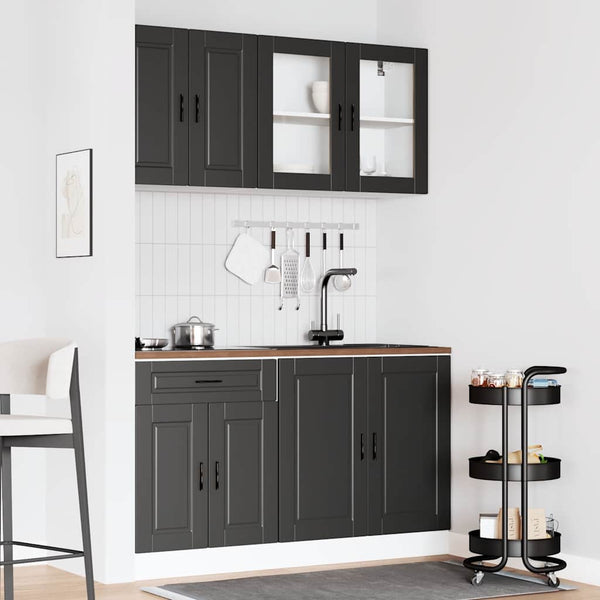 vidaXL 4-Piece Kitchen Cabinet Set Porto Black Engineered Wood