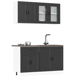 vidaXL 4-Piece Kitchen Cabinet Set Porto Black Engineered Wood