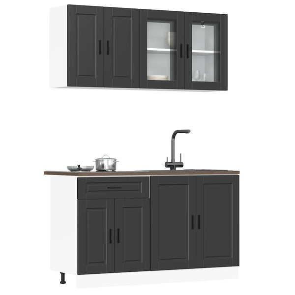vidaXL 4-Piece Kitchen Cabinet Set Porto Black Engineered Wood