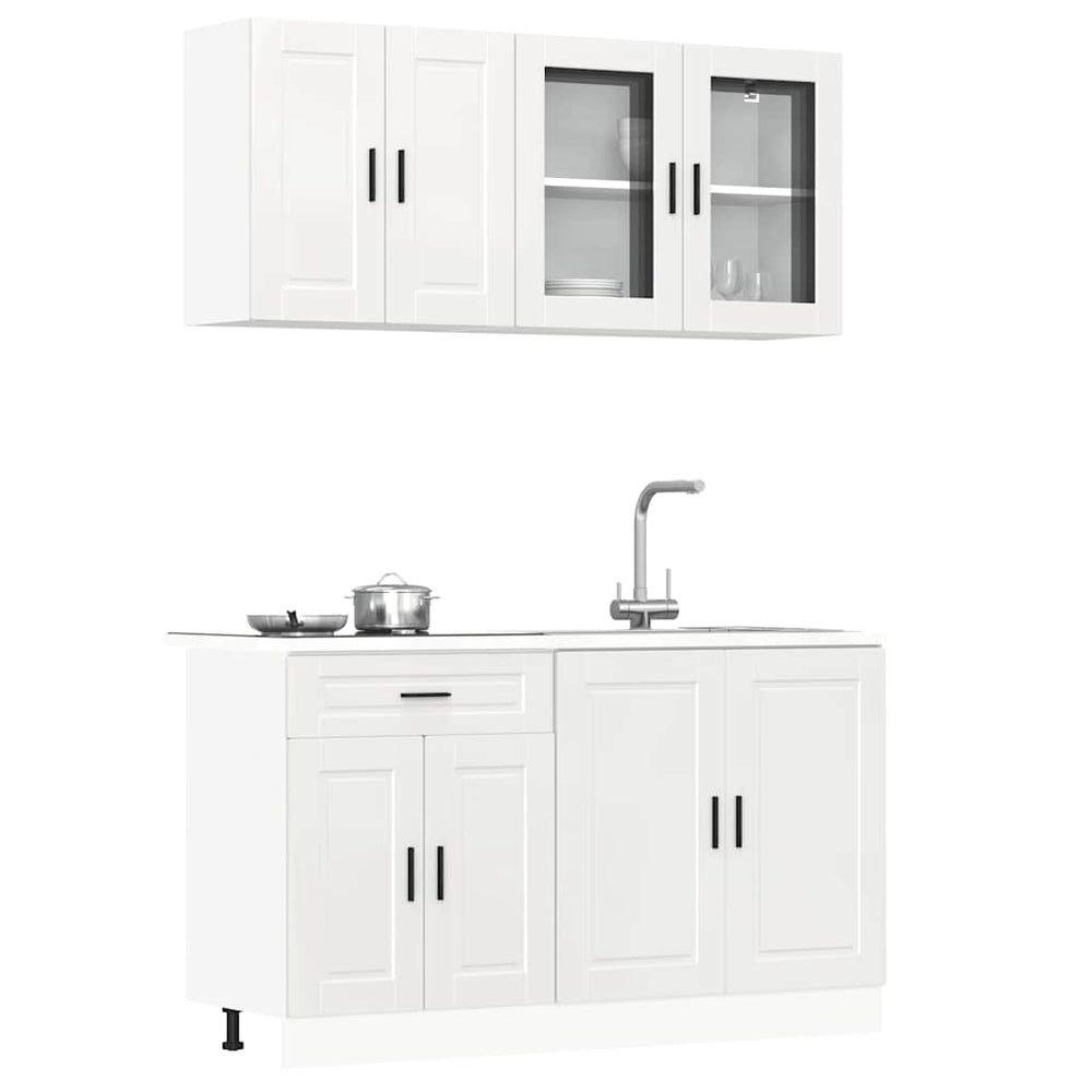 vidaXL 4-Piece Kitchen Cabinet Set Porto High Gloss White Engineered Wood