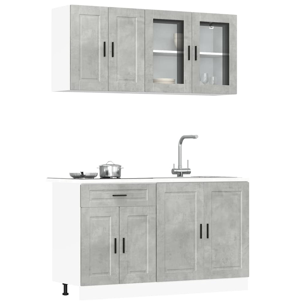 vidaXL 4-Piece Kitchen Cabinet Set Porto Concrete Grey Engineered Wood