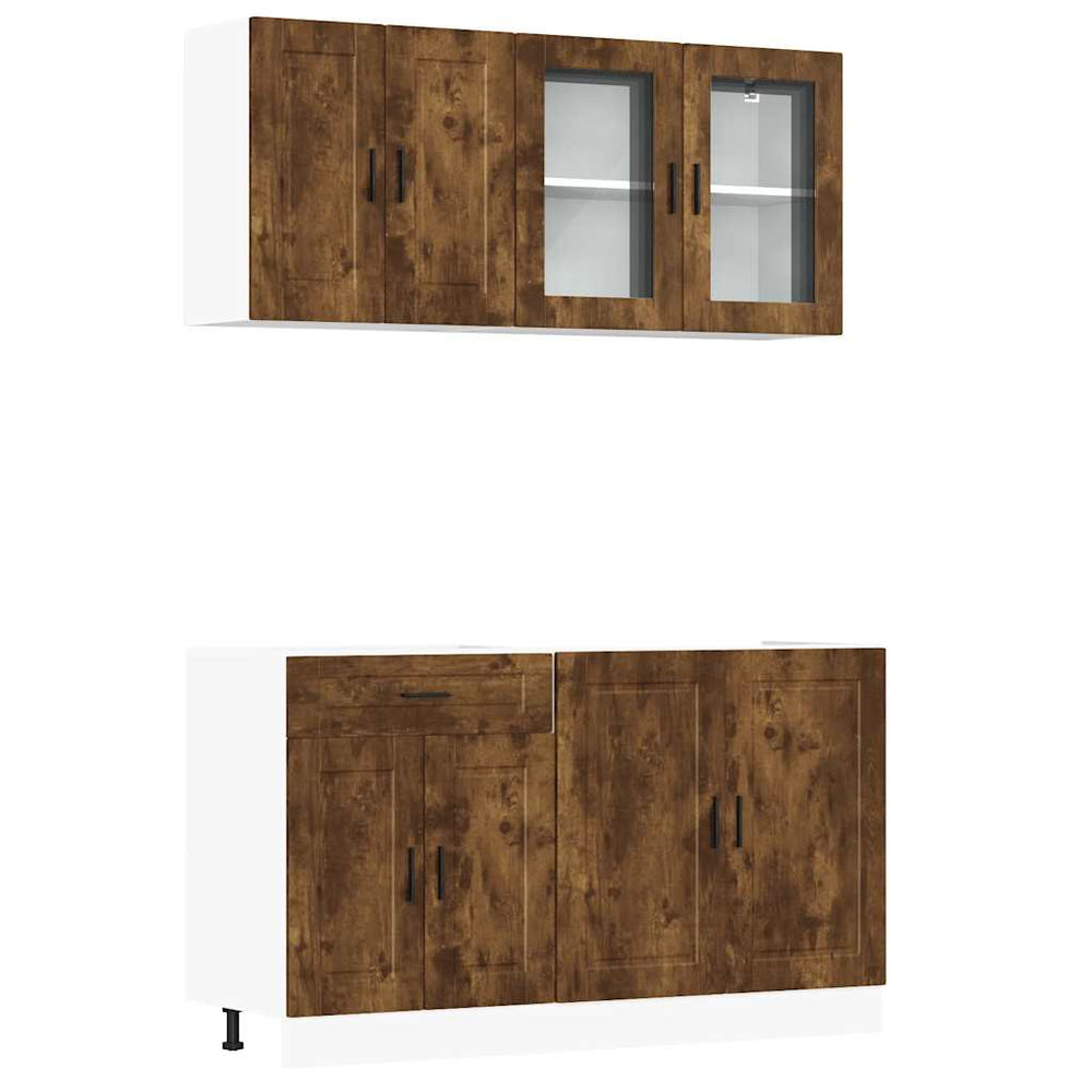 vidaXL 4-Piece Kitchen Cabinet Set Porto Smoked Oak Engineered Wood