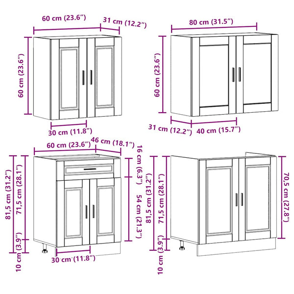 vidaXL 4-Piece Kitchen Cabinet Set Porto Grey Sonoma Engineered Wood