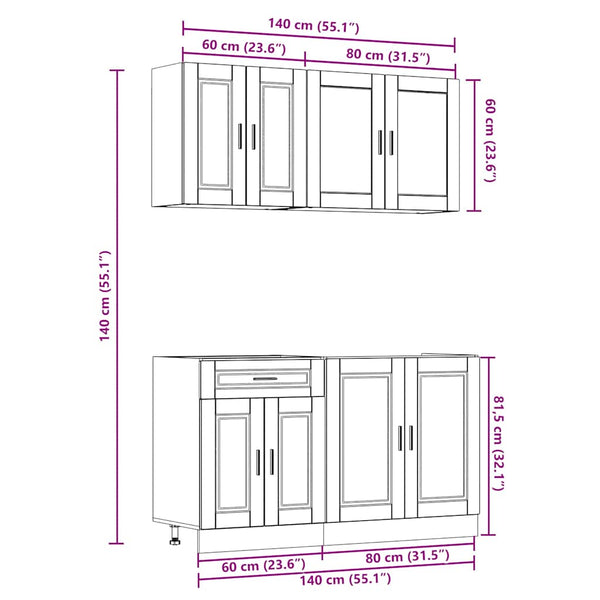 vidaXL 4-Piece Kitchen Cabinet Set Porto Grey Sonoma Engineered Wood